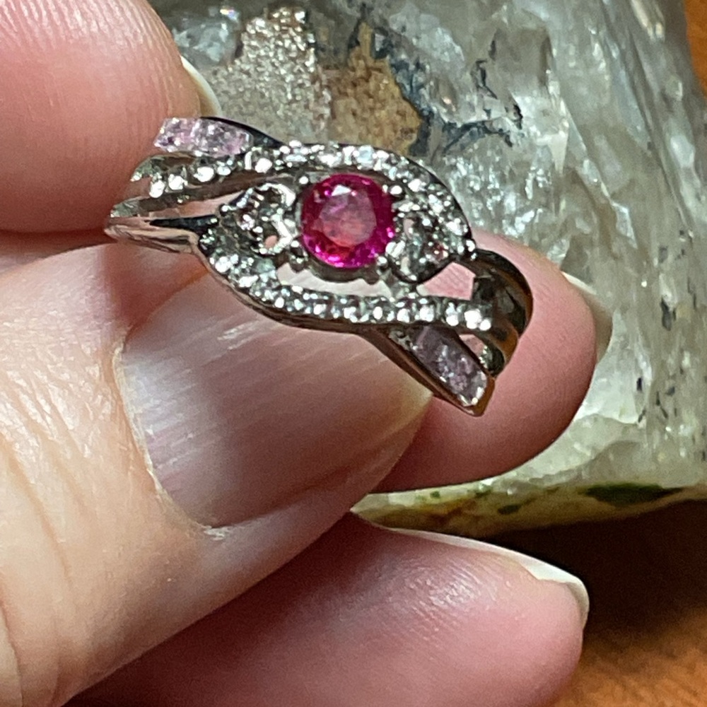 Ruby Silver/Rhodium Ring 8 - Picture 3 of 8